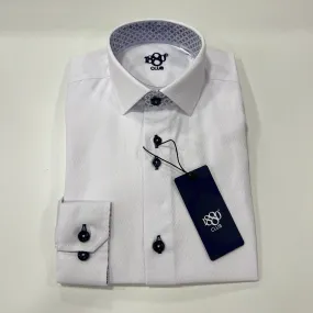 1880 Club Boys Patterned Collar White Shirt 131-25403/01