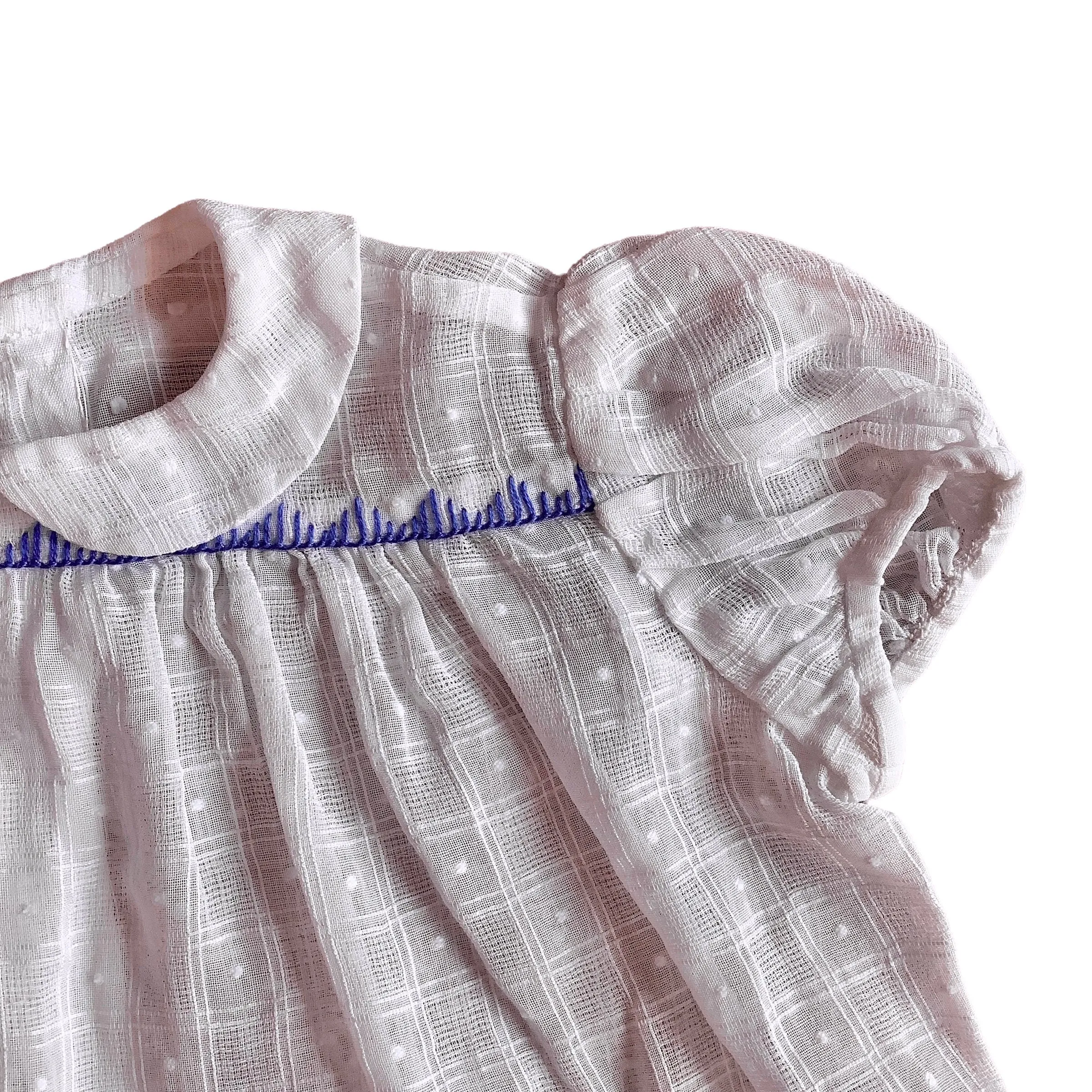 1960s Sheer White Pleated Baby  Top / 3-6 Months