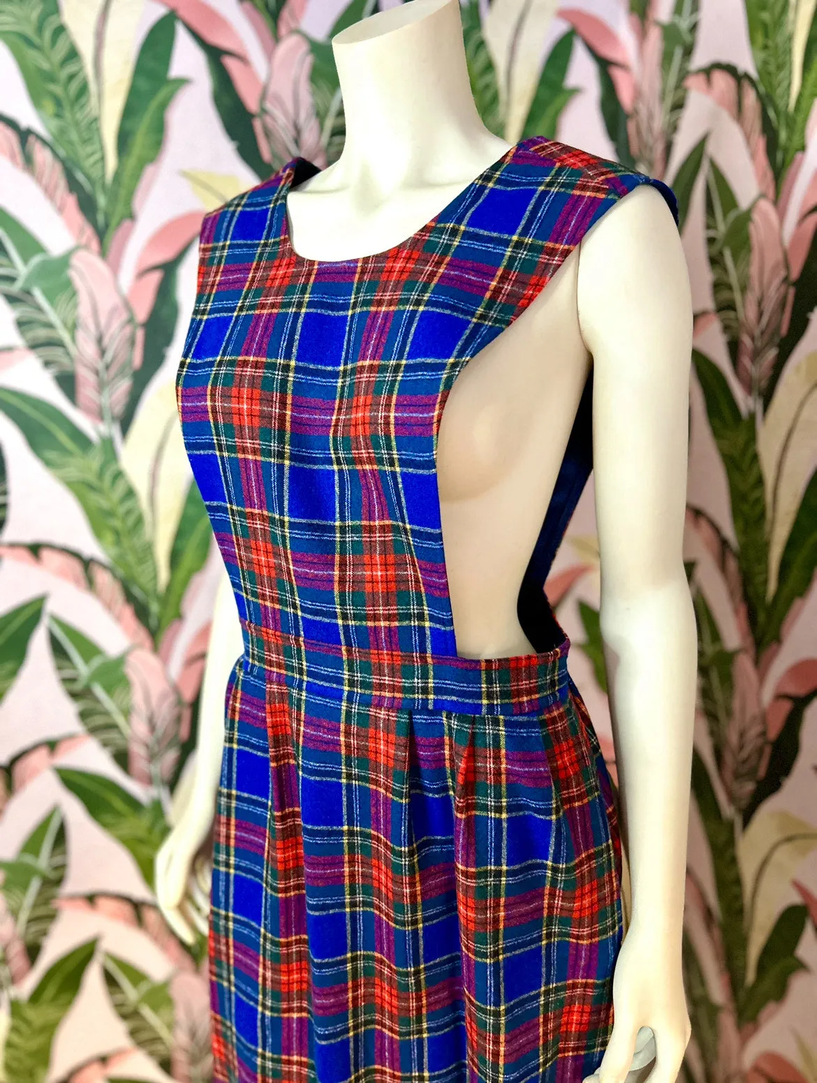 1970s Pendelton Plaid Apron Style Dress