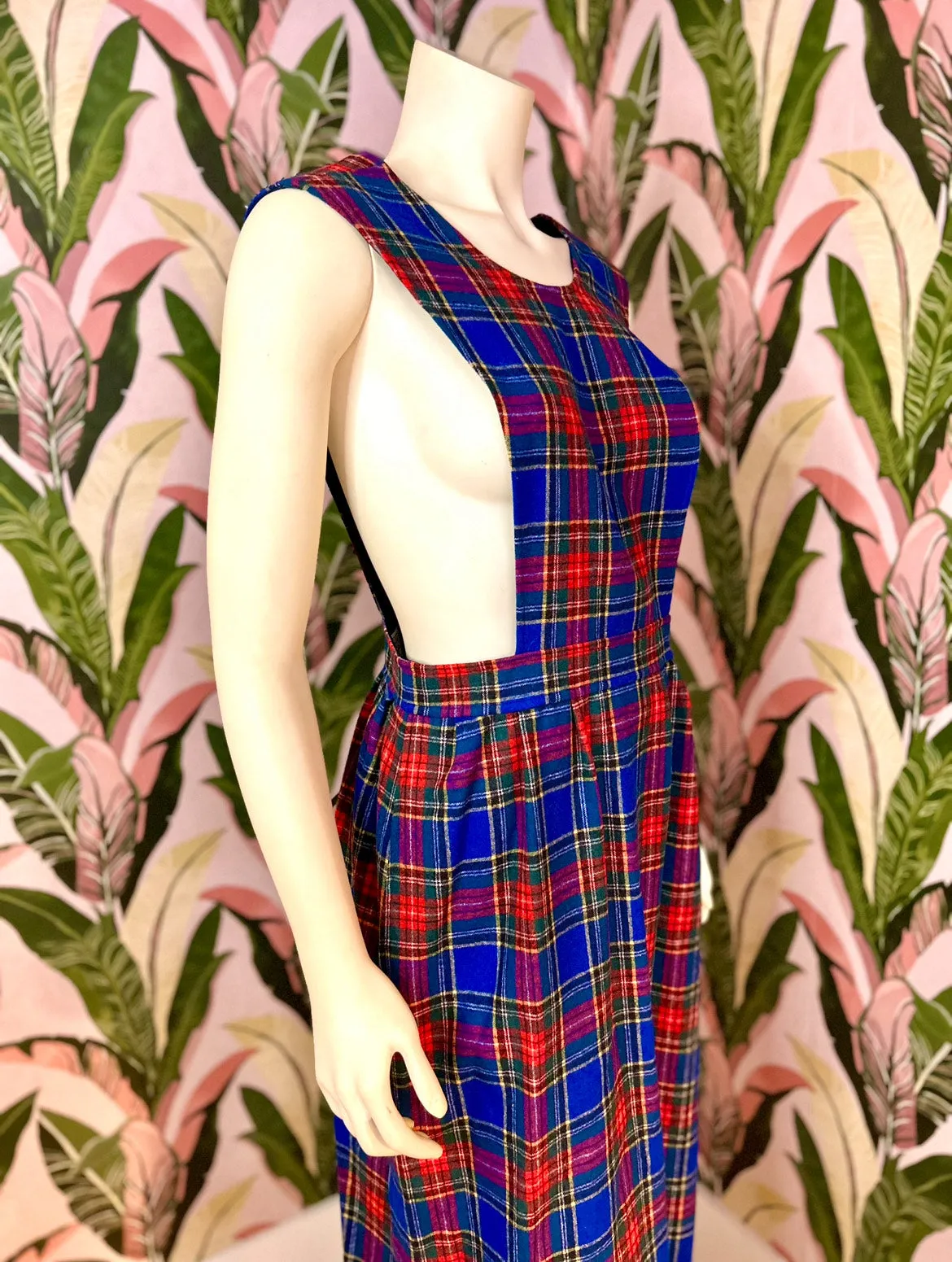 1970s Pendelton Plaid Apron Style Dress