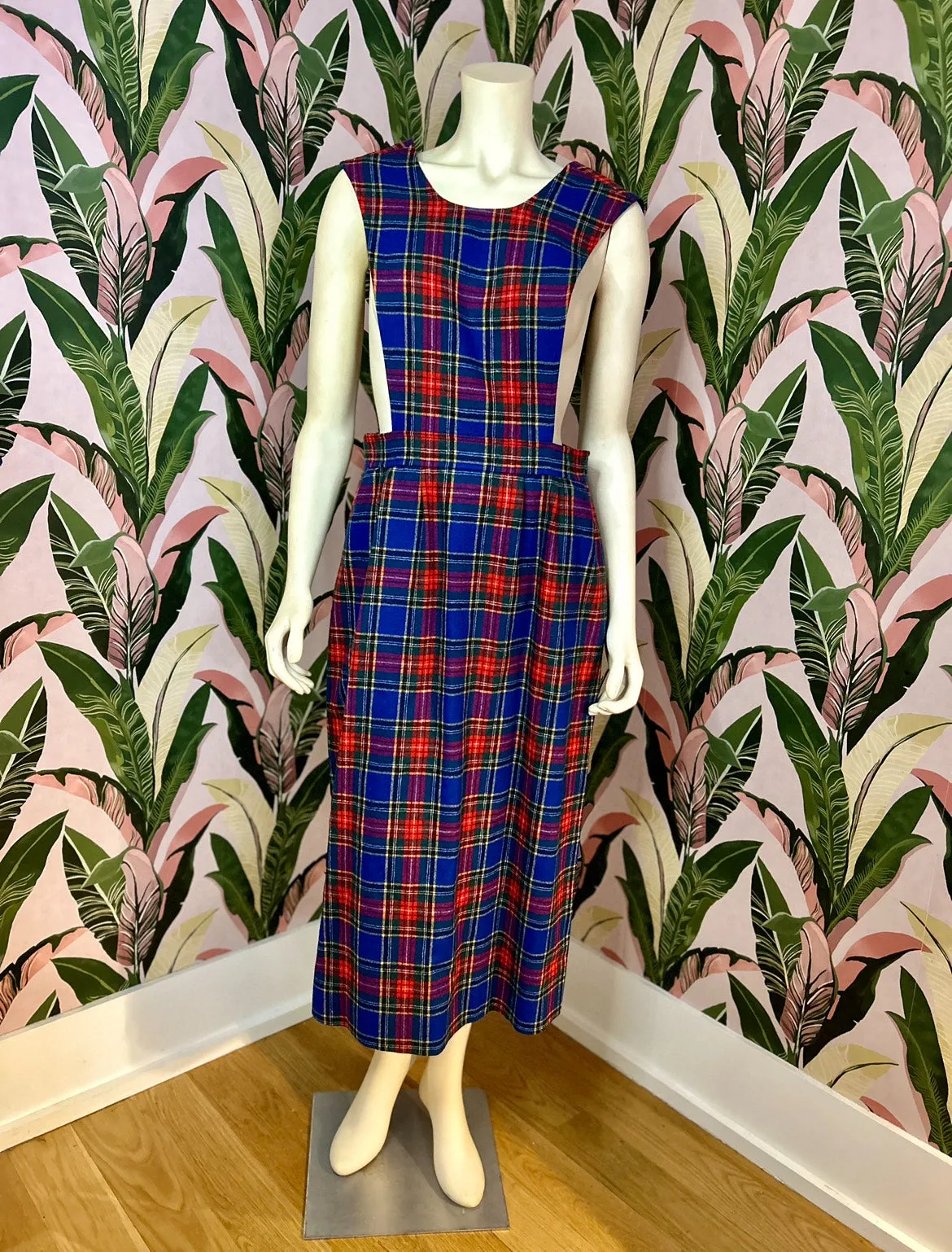 1970s Pendelton Plaid Apron Style Dress