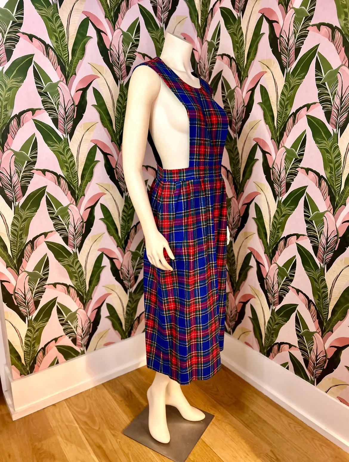 1970s Pendelton Plaid Apron Style Dress