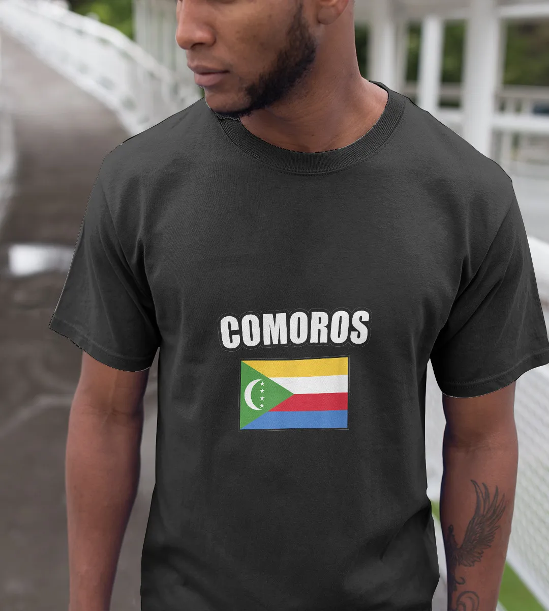 1sttheworld T-Shirt - Comoros Flag T-Shirt Black A35