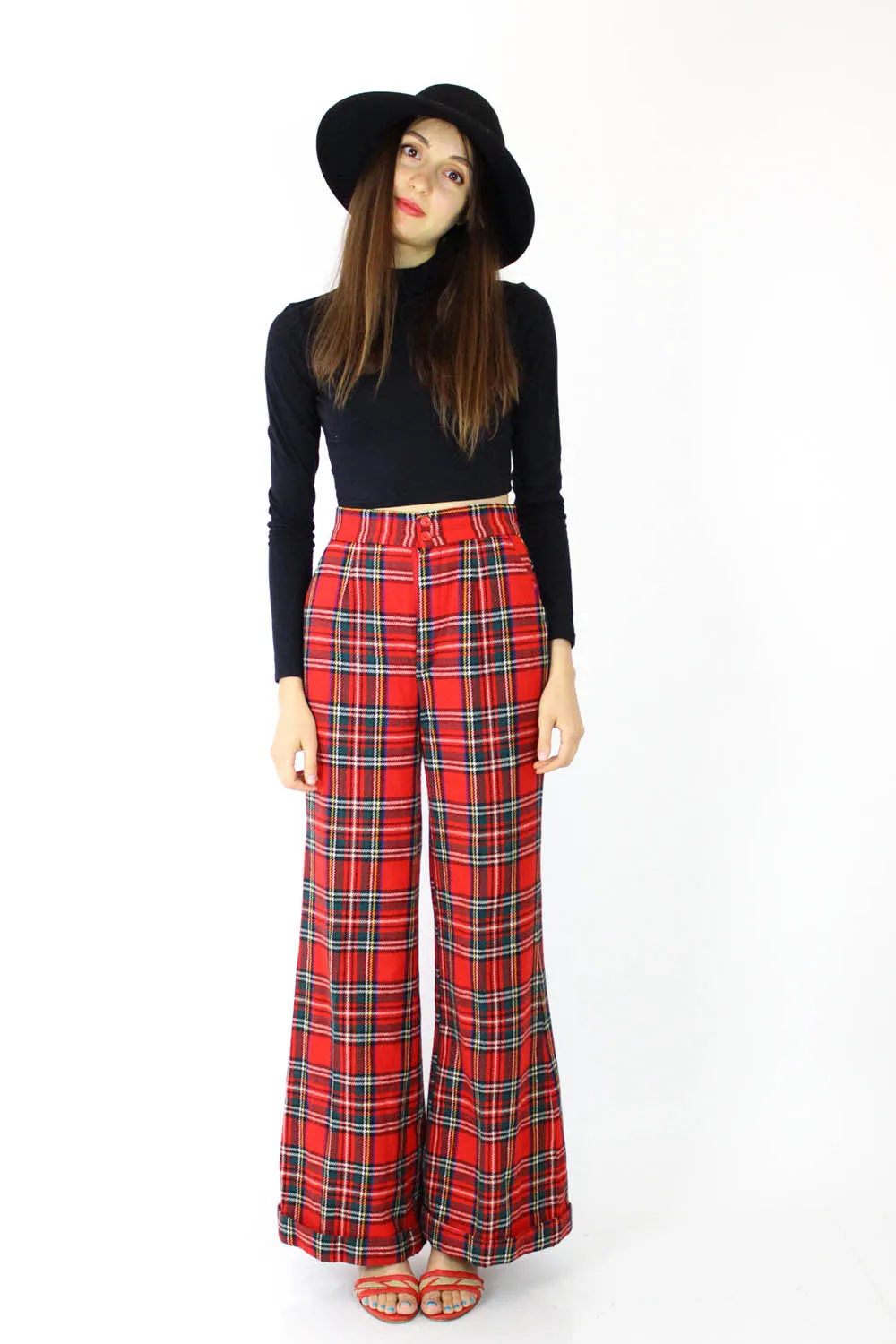 70s Plaid Bell Bottoms S