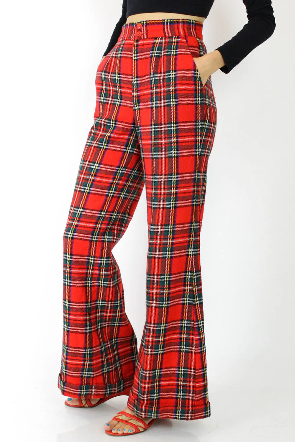 70s Plaid Bell Bottoms S