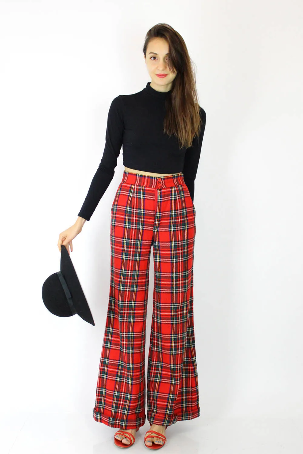 70s Plaid Bell Bottoms S