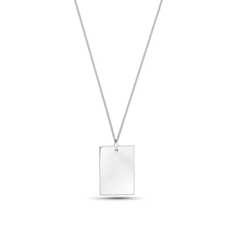 925 Sterling Silver Plain Square Pendant for Engraving