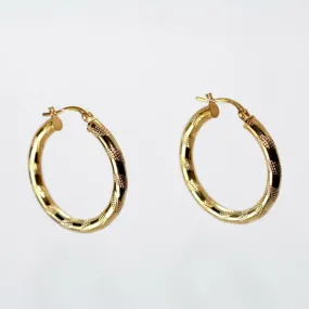 9ct Yellow Gold Patterned Hoop Earrings LJ8061