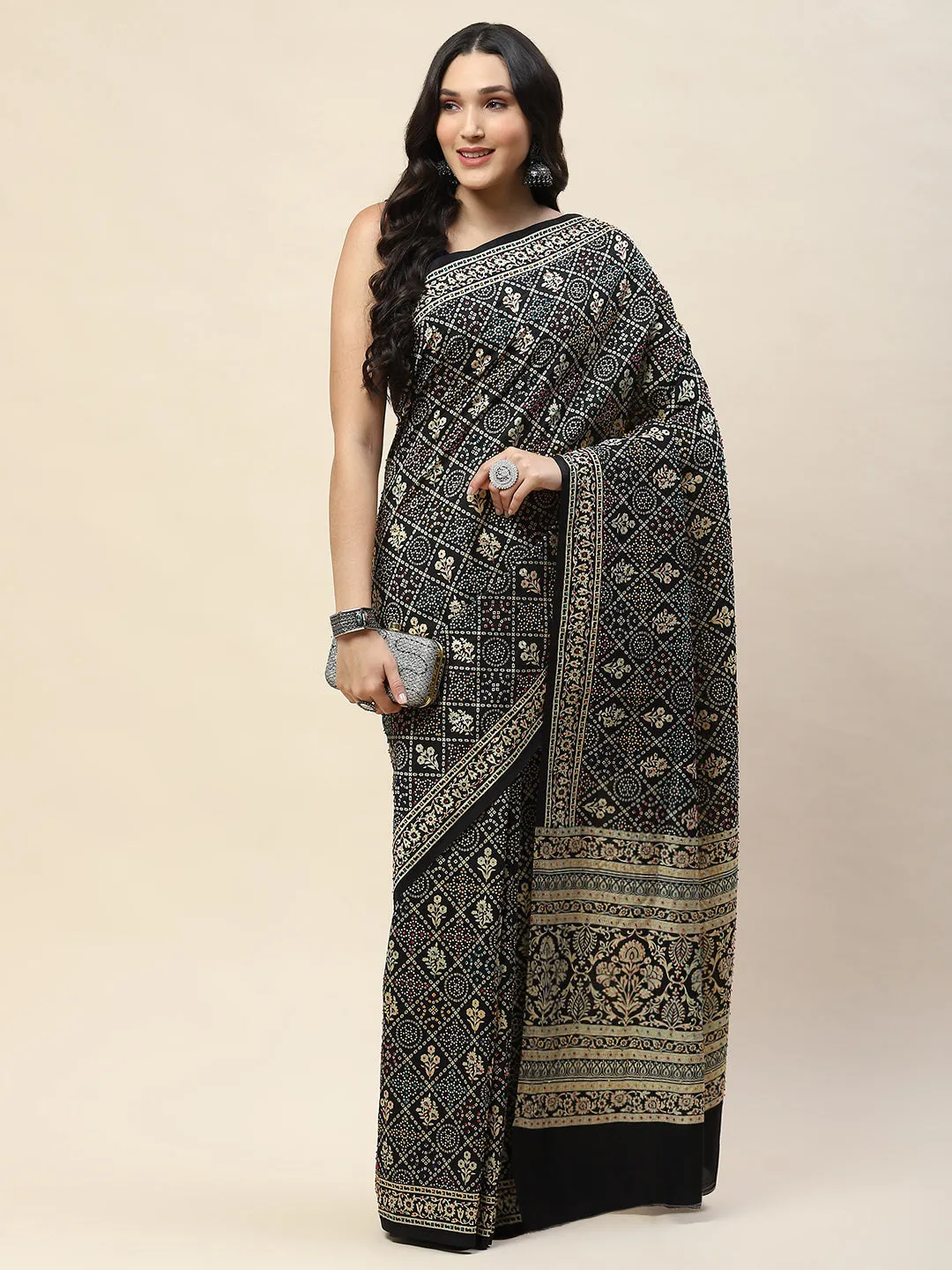 Abstract Printed Cotton Saree