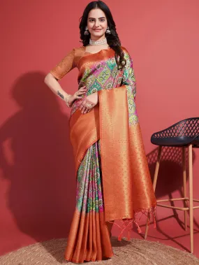 Abstract Printed Handloom Saree