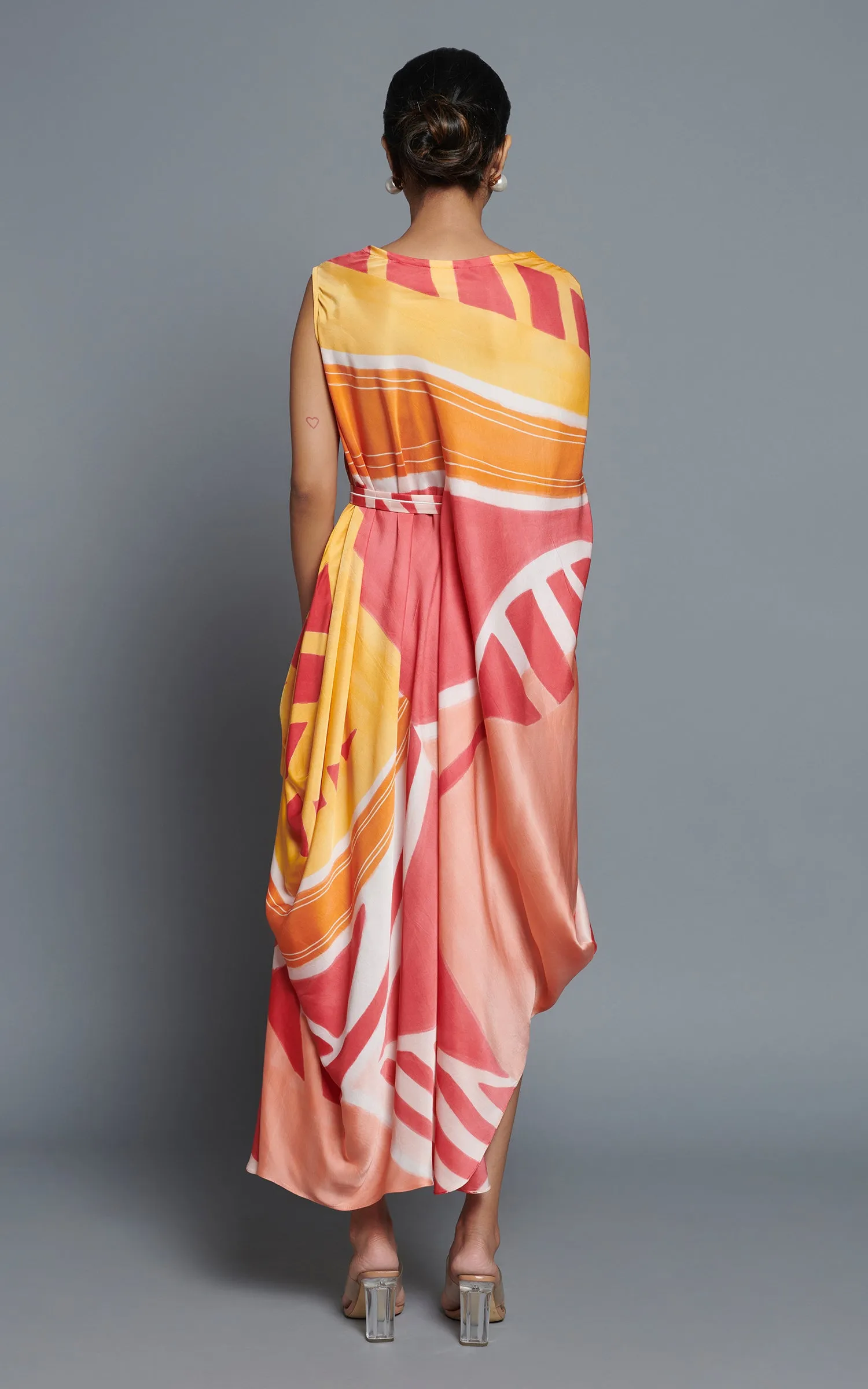 Abstract Printed Sleeveless Drape