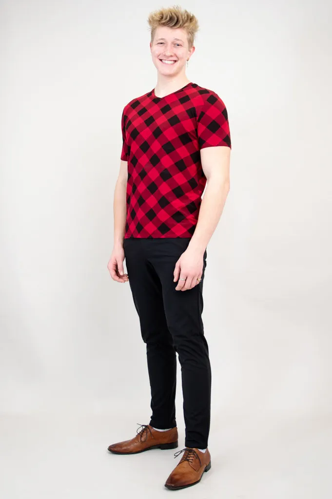 Adam Short Sleeve Shirt, Lipstick Plaid, Bamboo