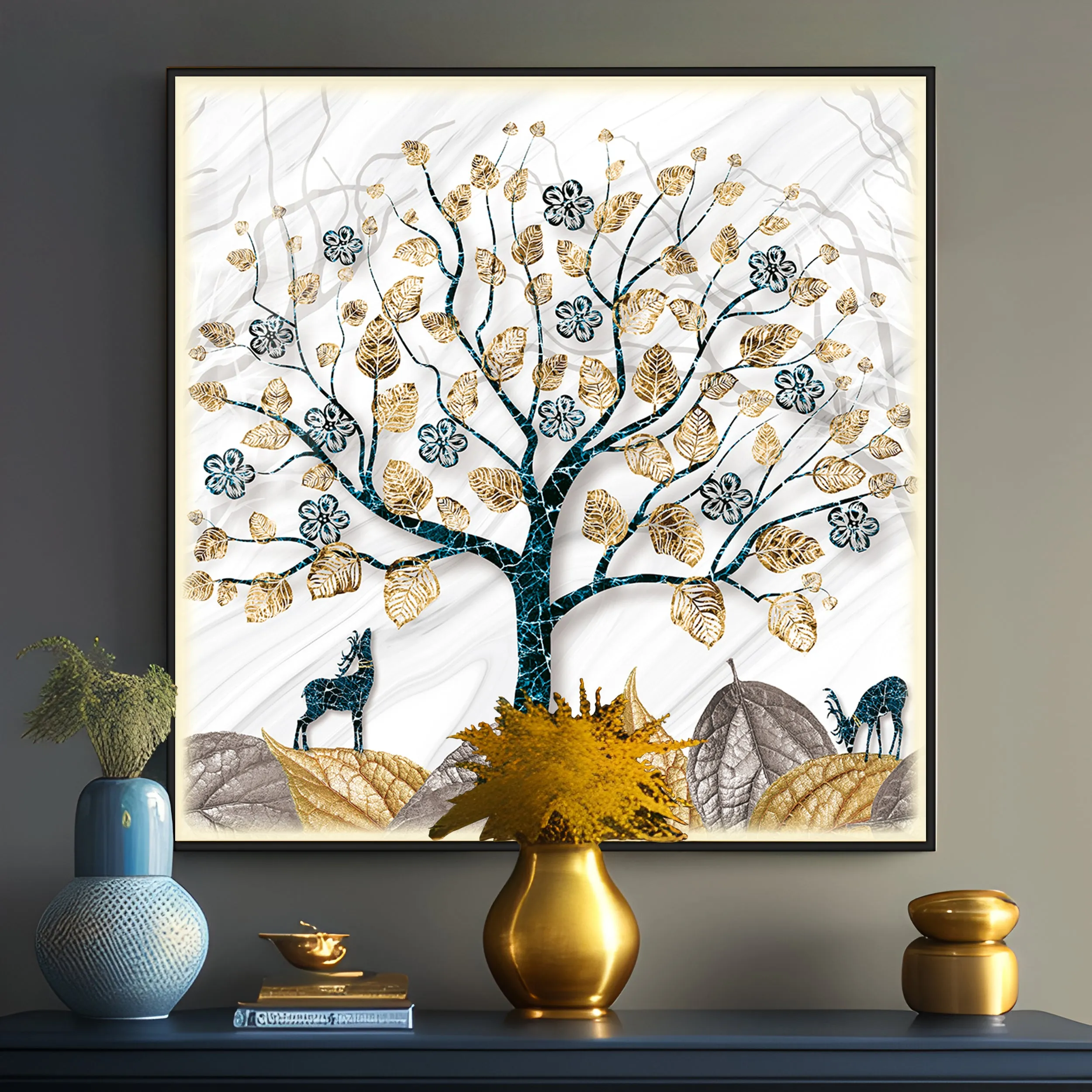 Aesthetic Tree Luxury Crystal Square Wall Art