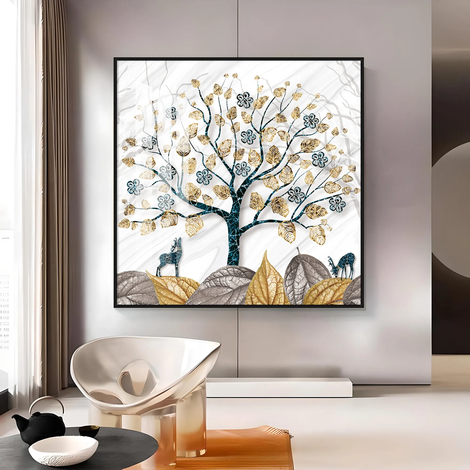 Aesthetic Tree Luxury Crystal Square Wall Art