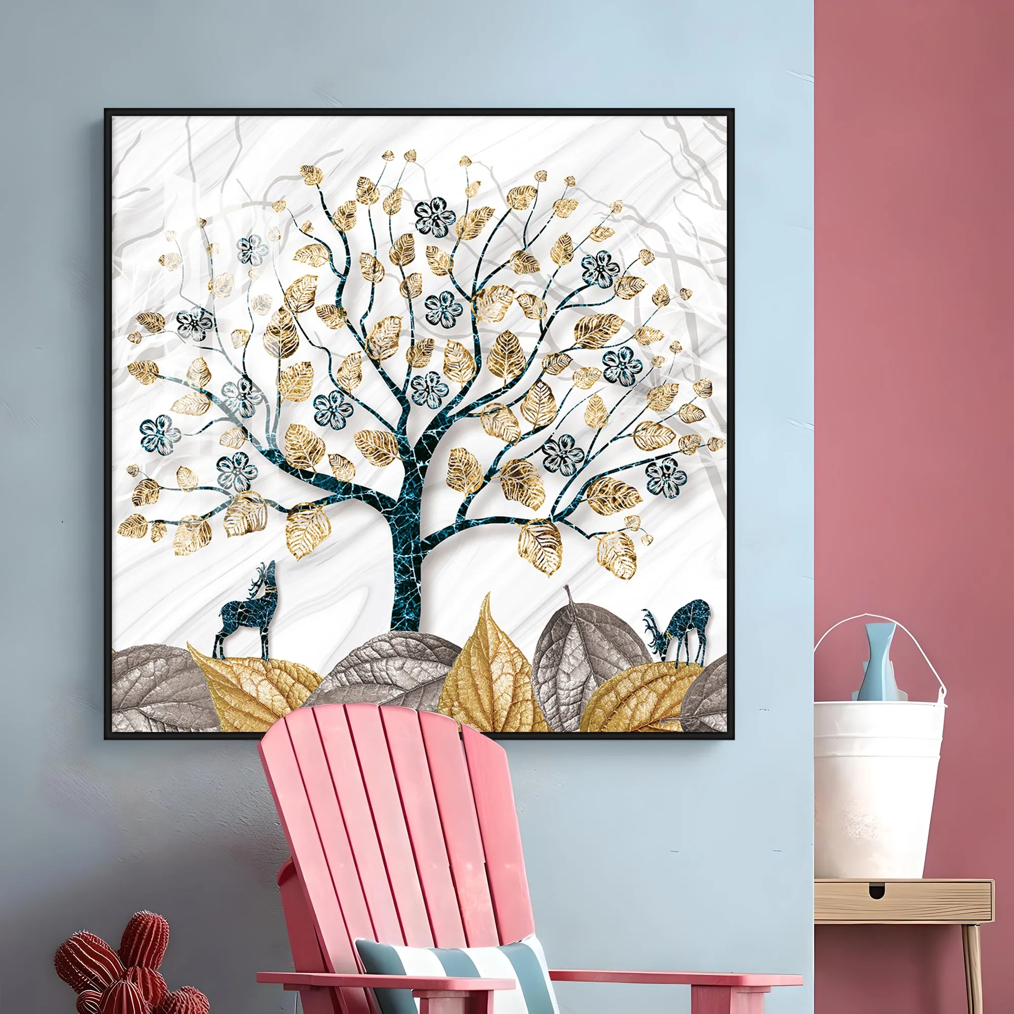 Aesthetic Tree Luxury Crystal Square Wall Art