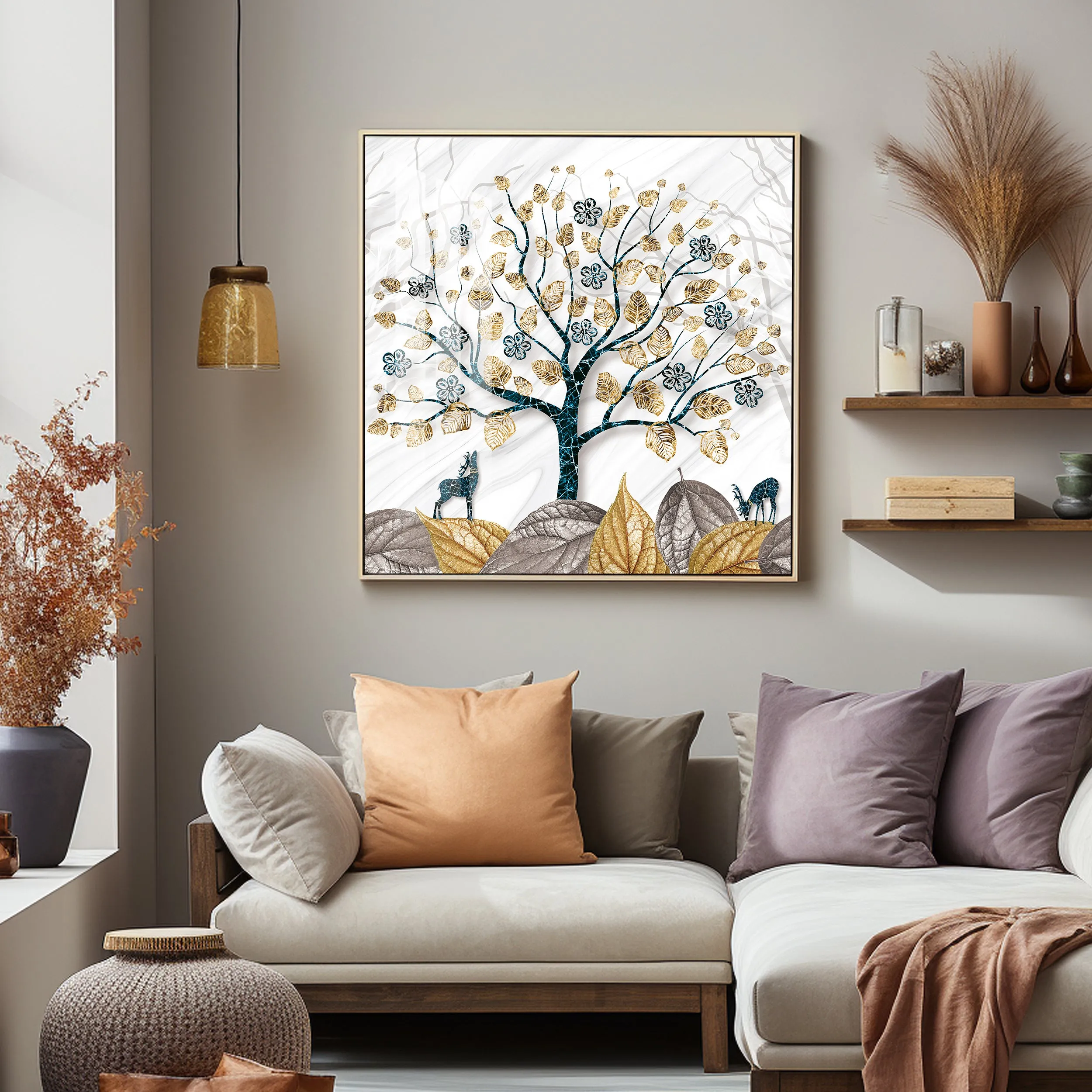 Aesthetic Tree Luxury Crystal Square Wall Art