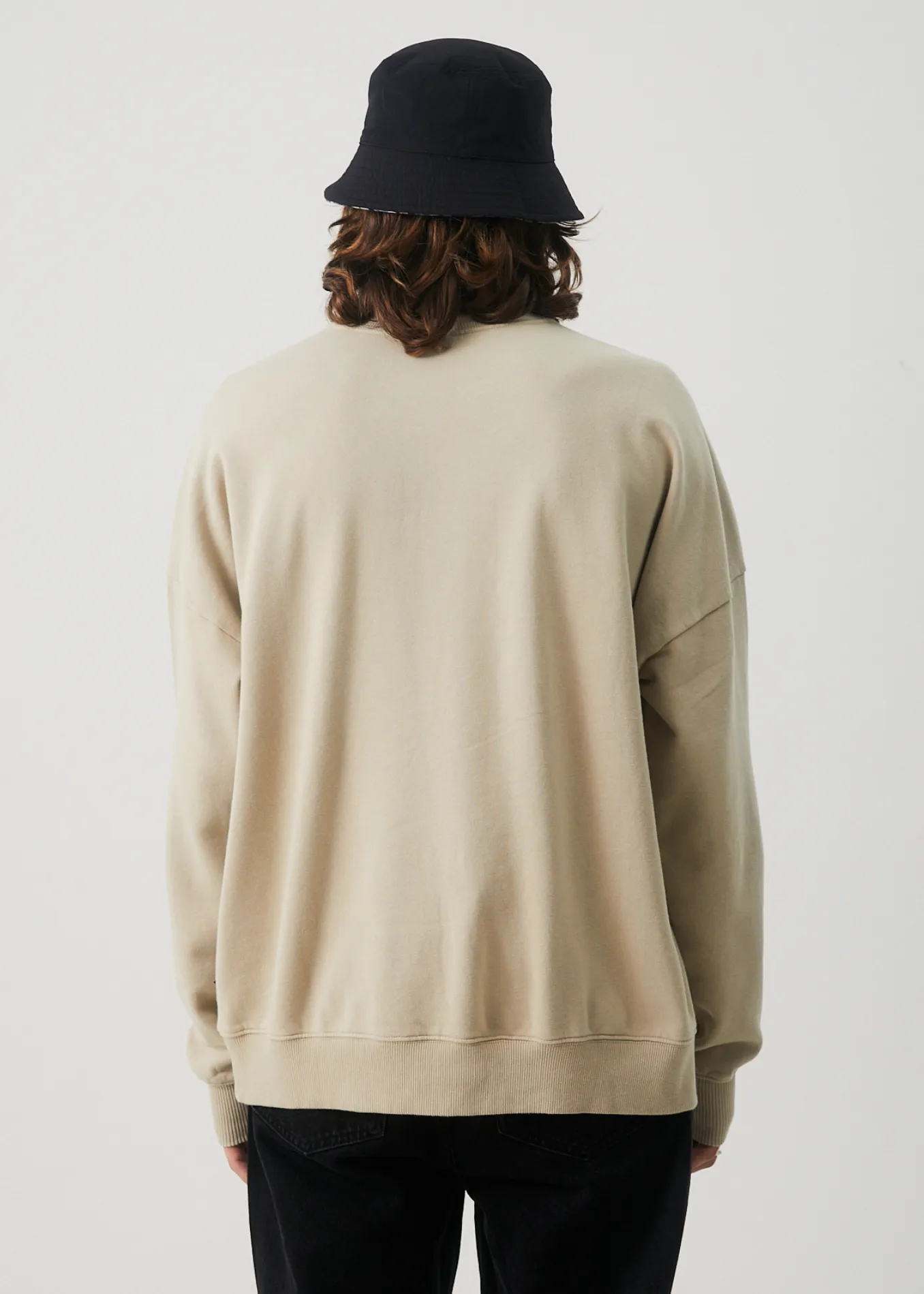 AFENDS Mens Luxury - Crew Neck Jumper - Cement