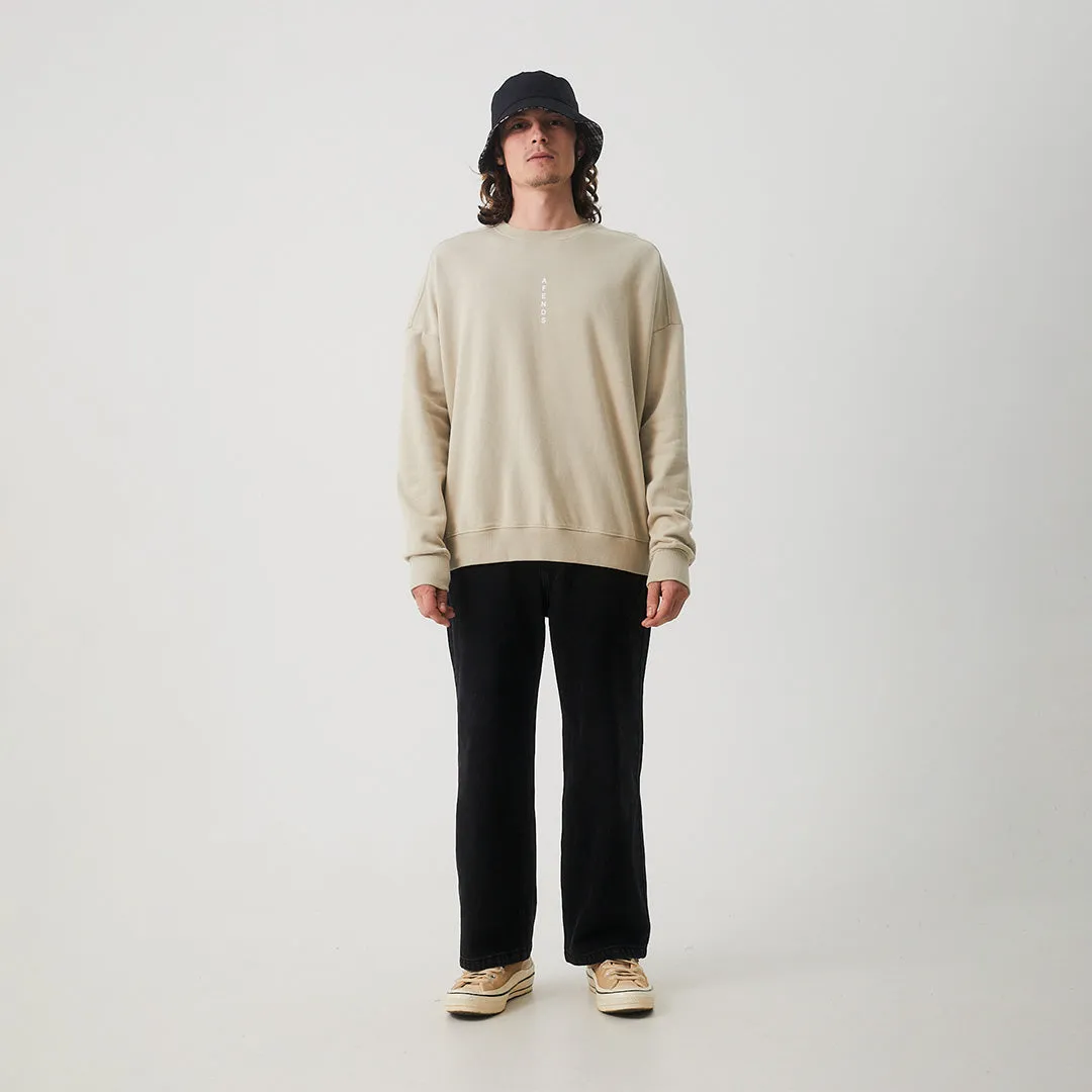 AFENDS Mens Luxury - Crew Neck Jumper - Cement