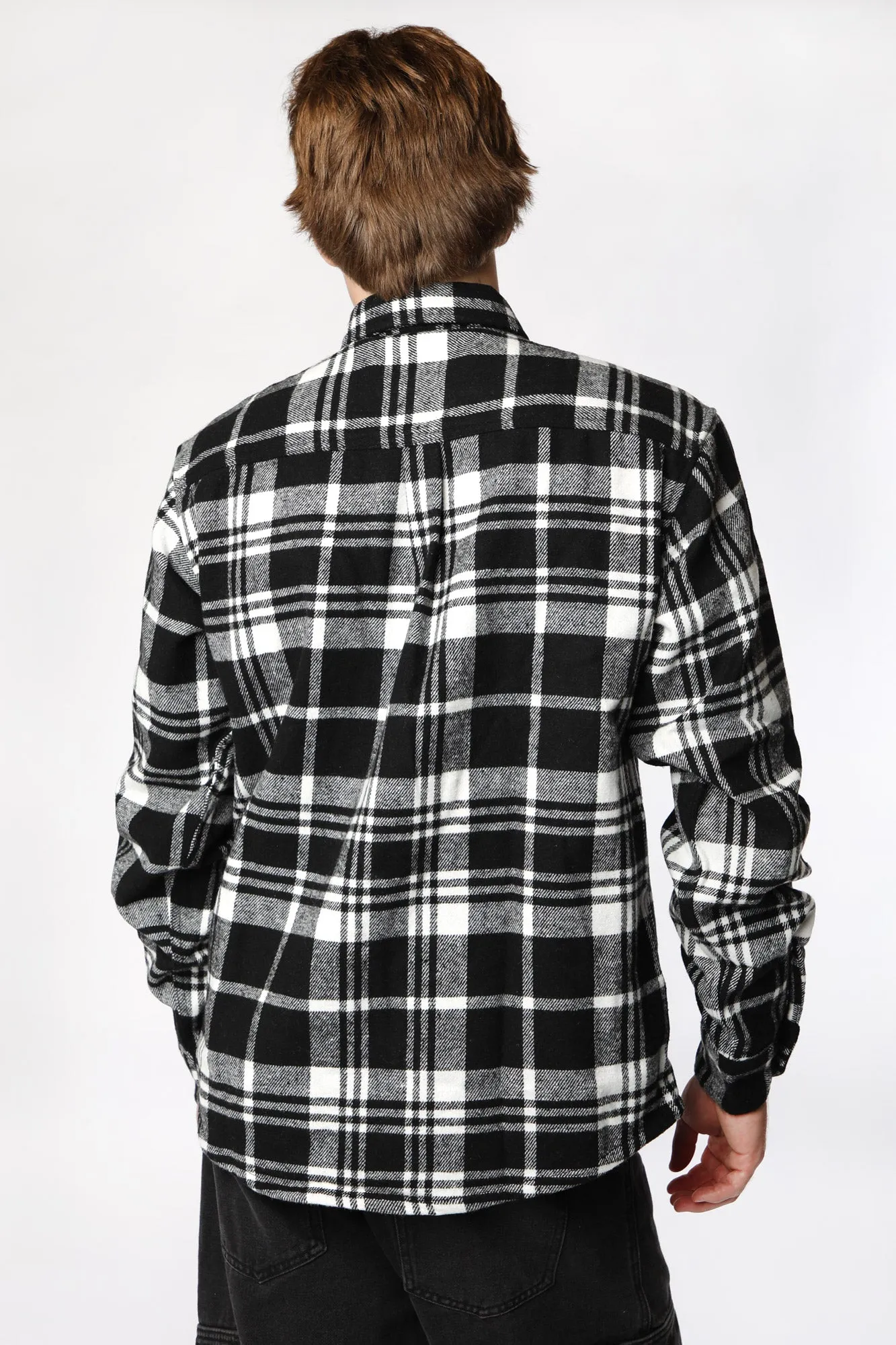 Amnesia Mens Flannel Plaid Button-Up