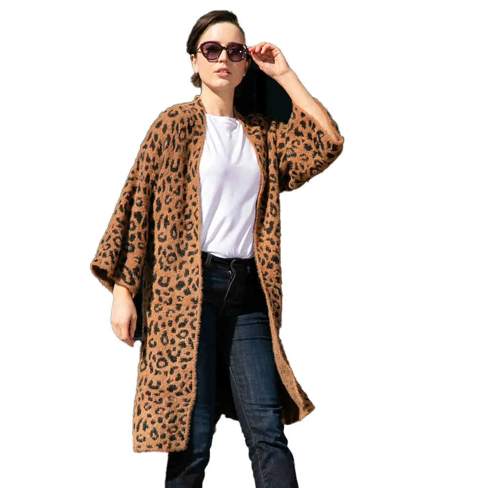 Animal Patterned Bell Sleeves Cardigan