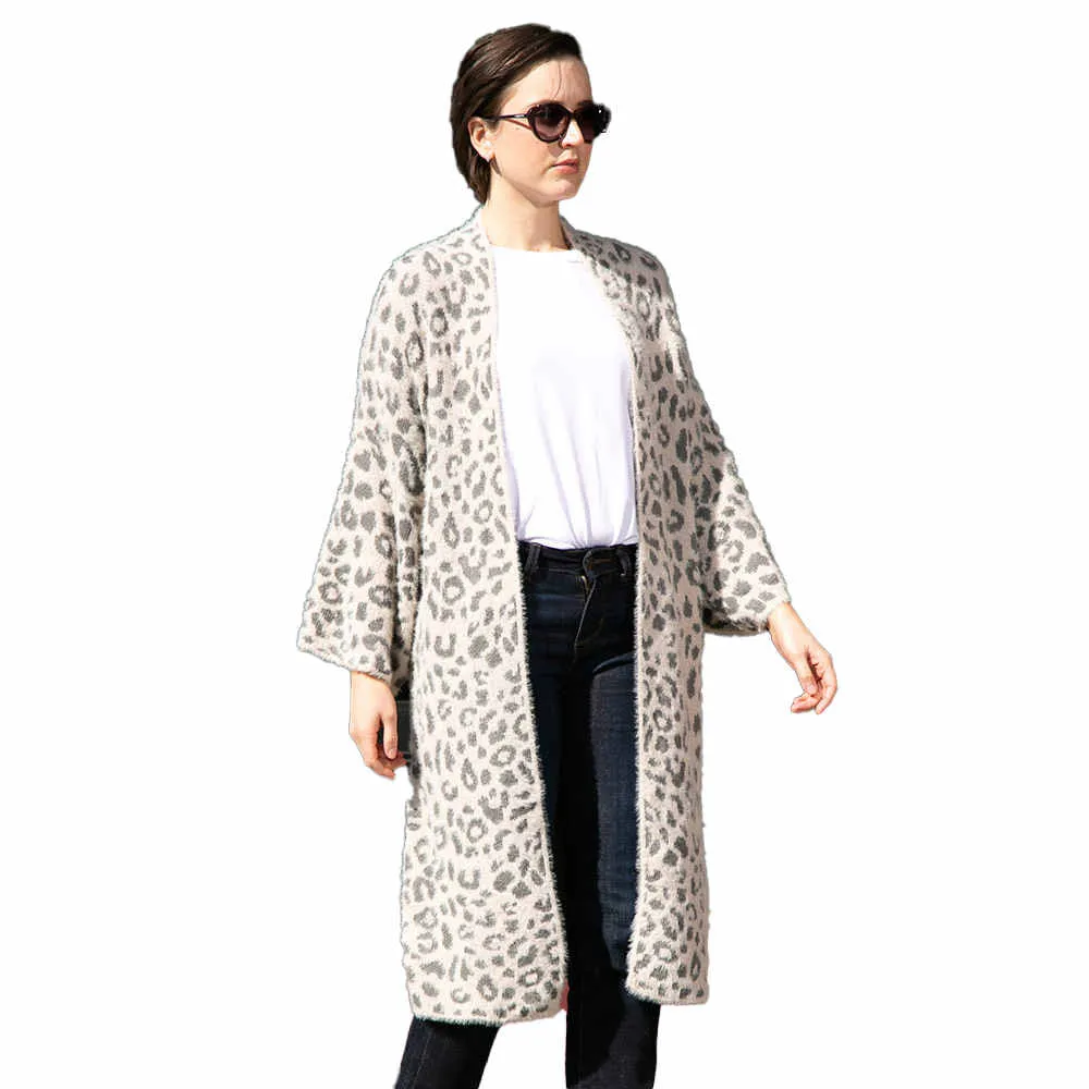 Animal Patterned Bell Sleeves Cardigan