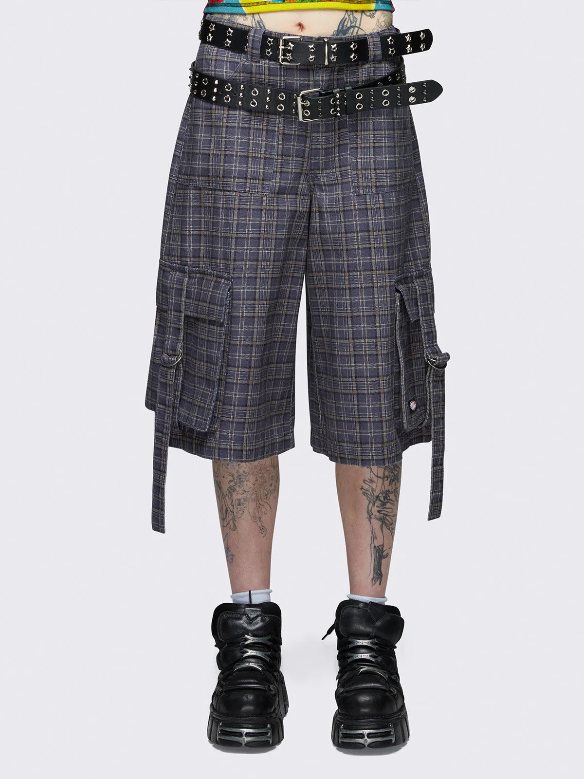 Arlo Plaid Long Cargo Shorts