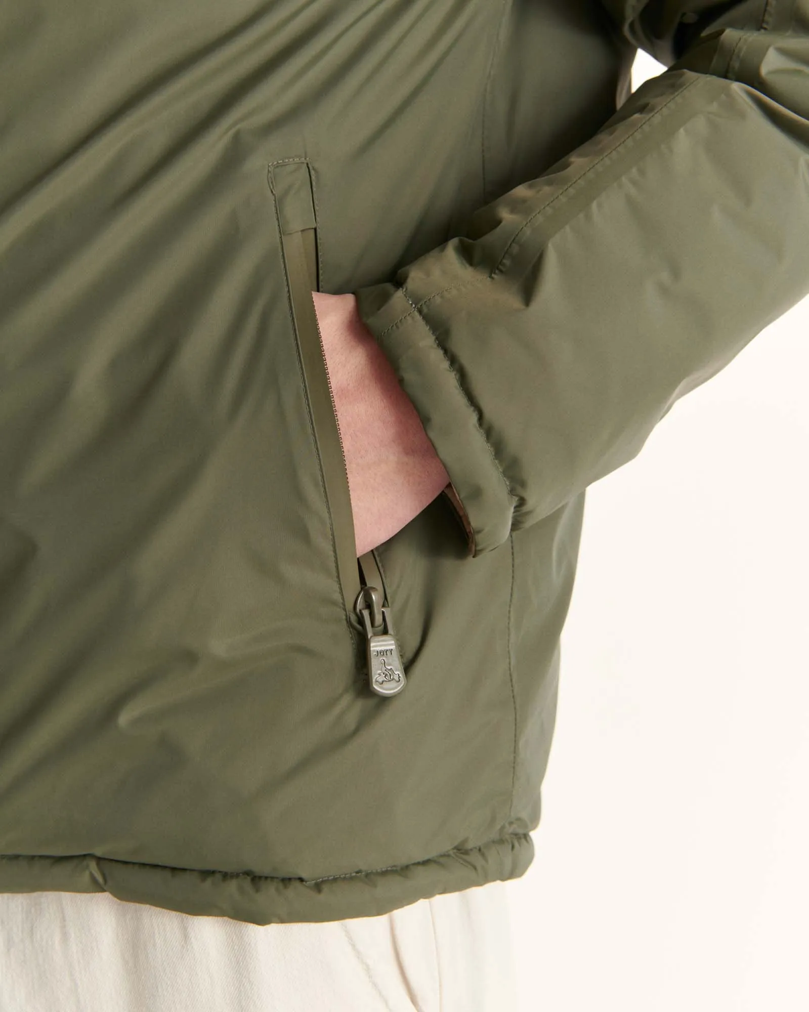 Army/Beige Reversible hooded puffer jacket Bergen