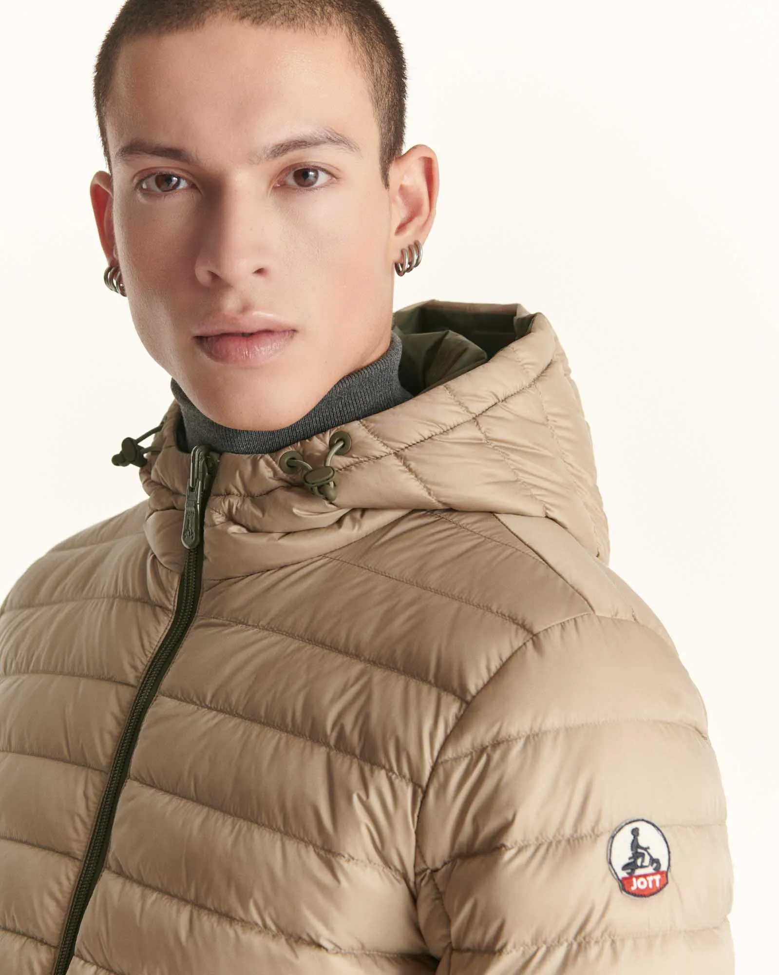 Army/Beige Reversible hooded puffer jacket Bergen