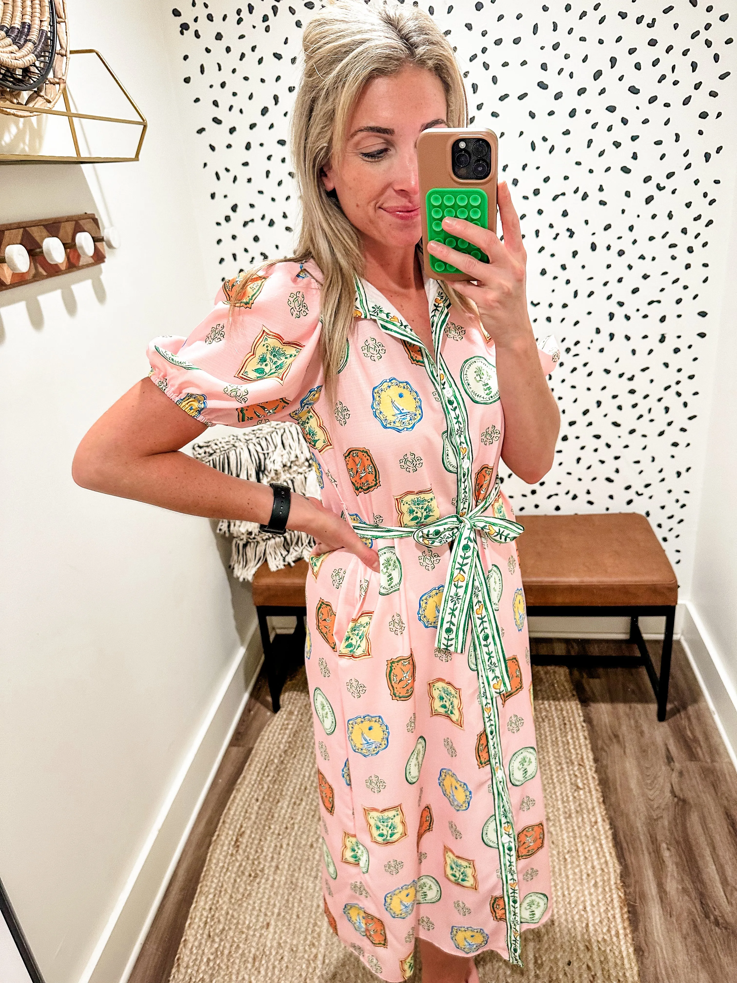 Athena Pink Printed Dress