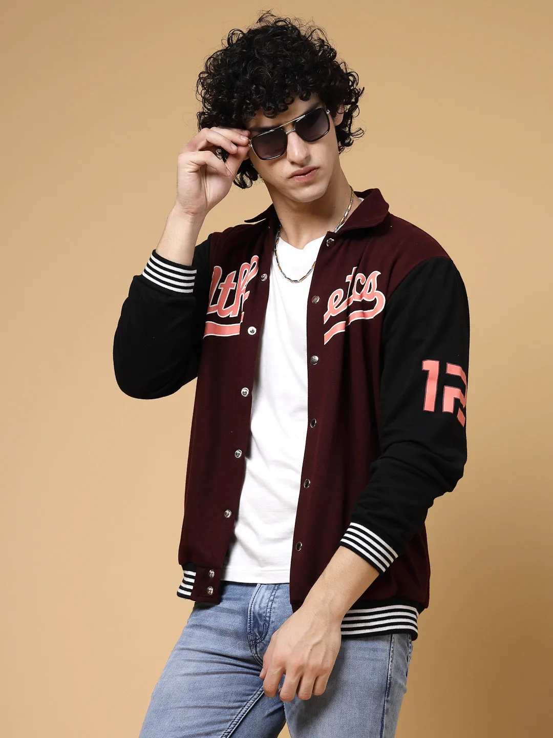 Athletic Puff Printed Varsity Jacket