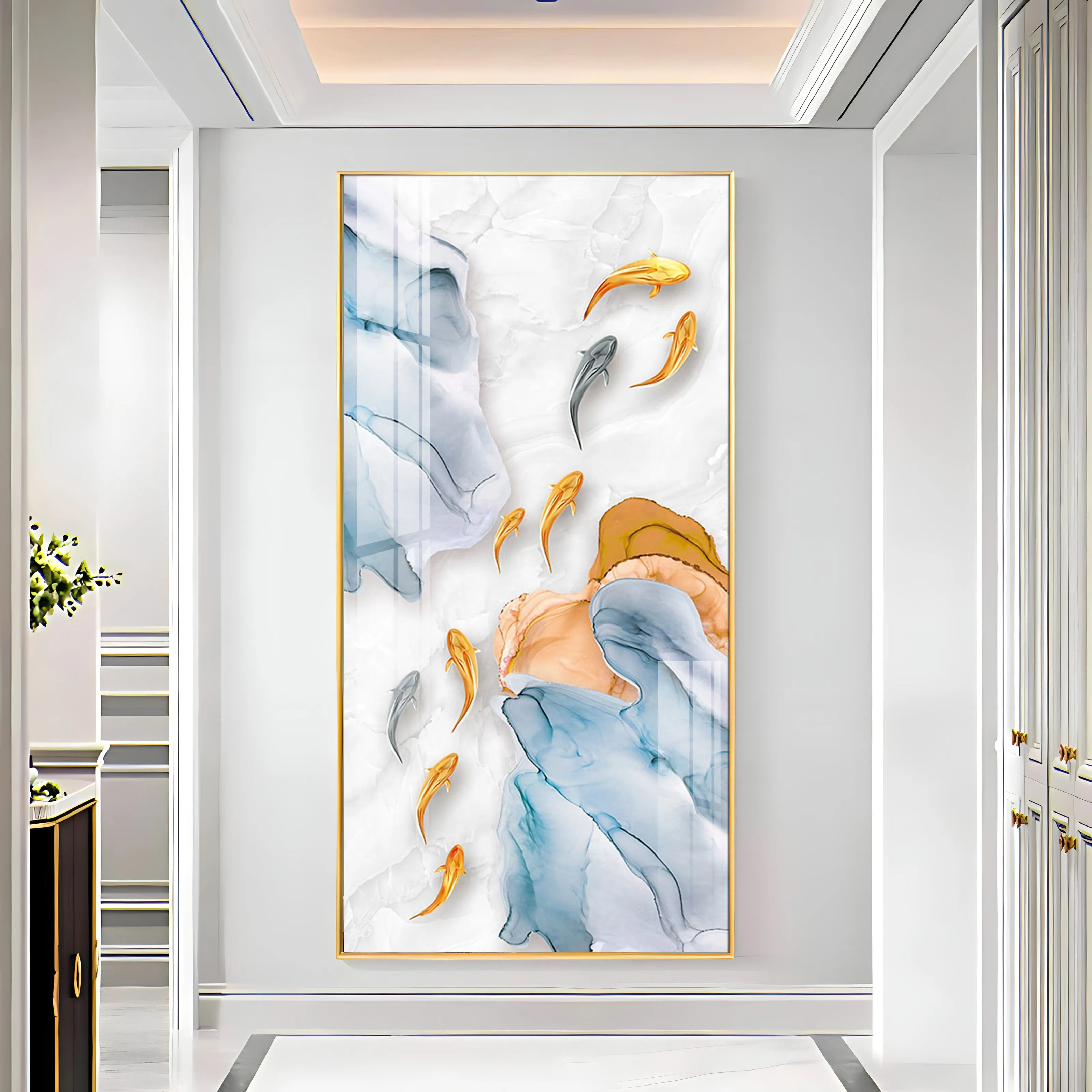 Auspicious Fishes Luxury Crystal Wall Art