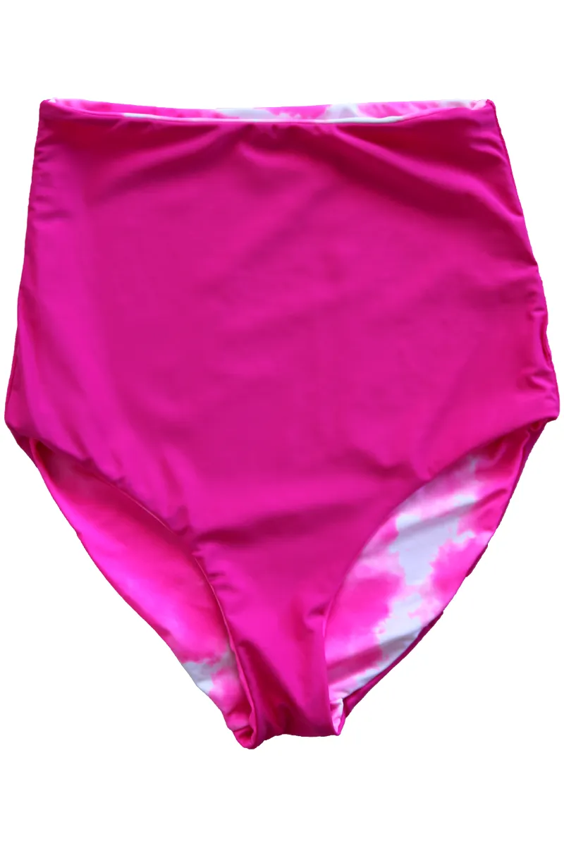 Bali Reversible Bottoms | Neon Pink & Tie Dye Pink