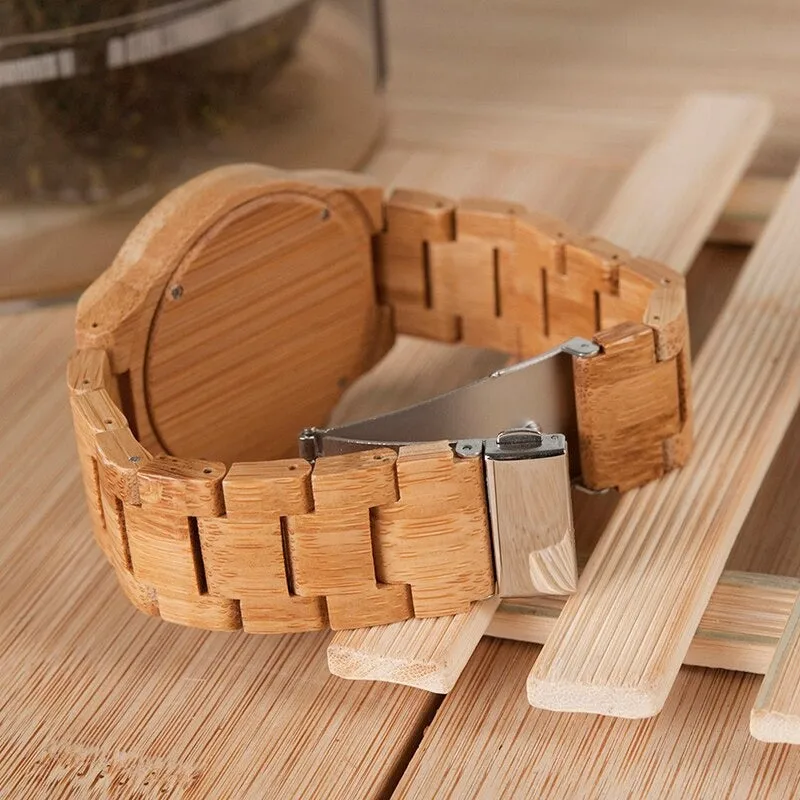 Bamboo Wooden Luxury QuartzWatch for Men with Unique Lug Design