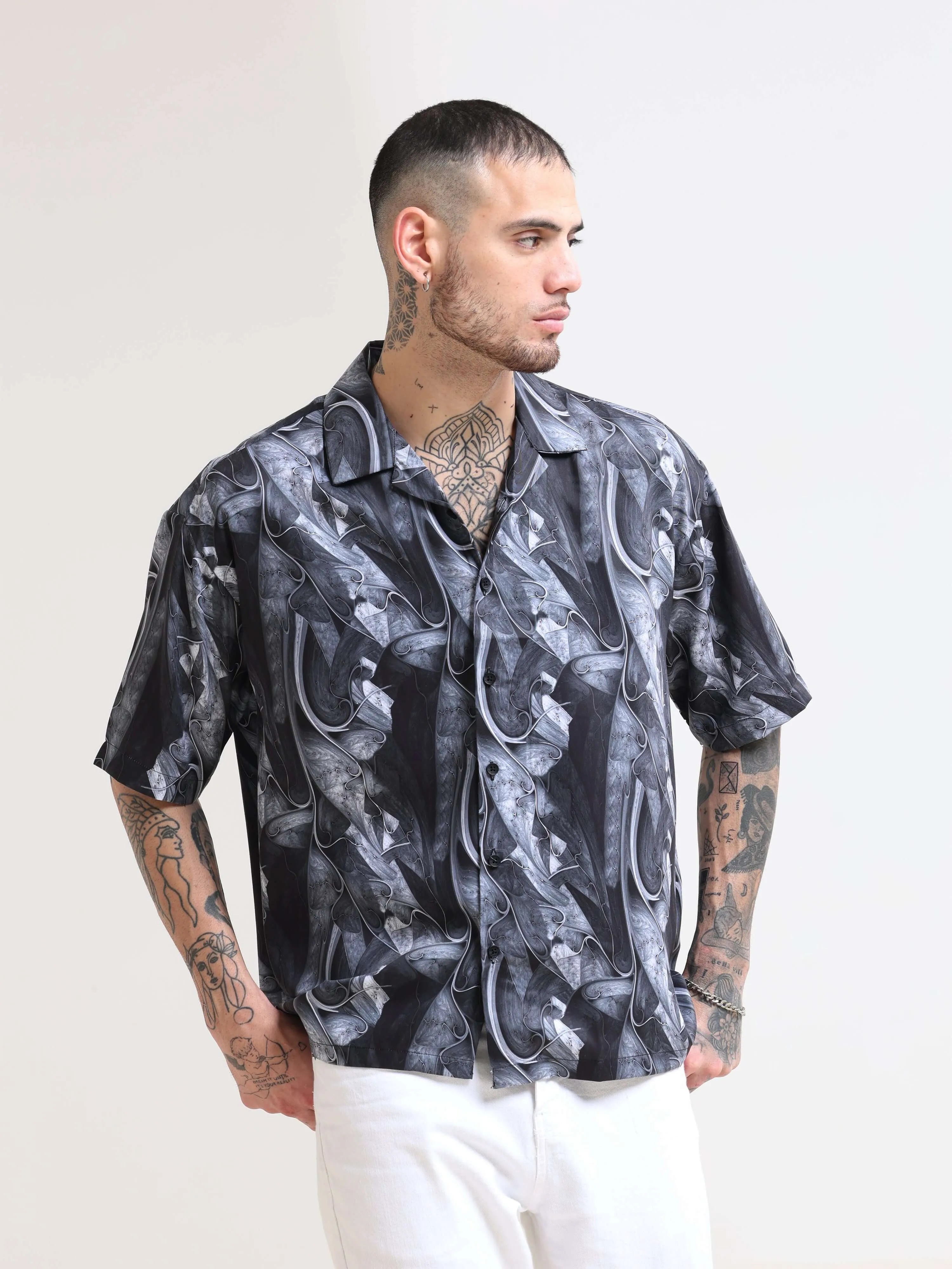 Baroquen Grey Oversized Shirt