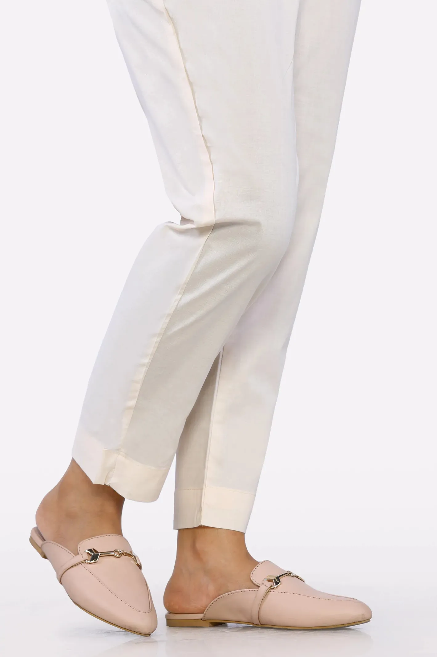 Beige Plain Trouser