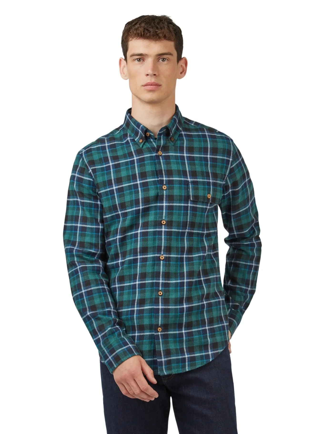 Ben Sherman Mens Brushed Plaid Check Shirt