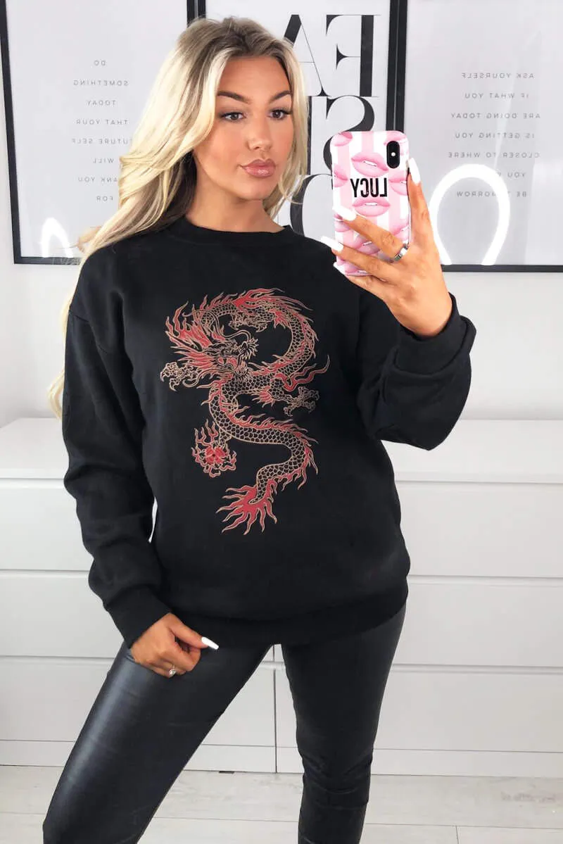 Black Dragon Printed Sweatshirt