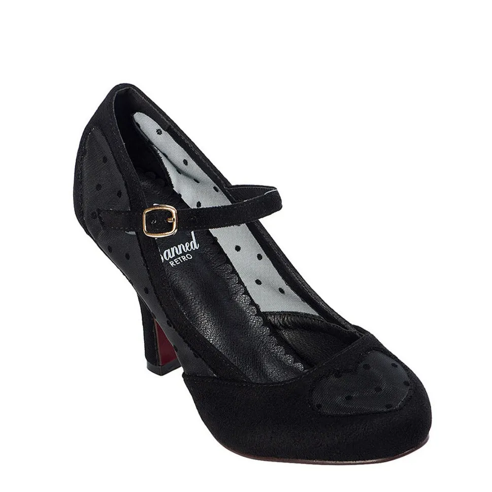 Black Sheer Polka Dot Mary Jane Party High Heels