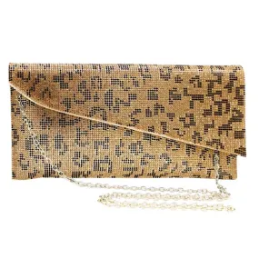 Bling Leopard Patterned Evening Clutch Crossbody Bag