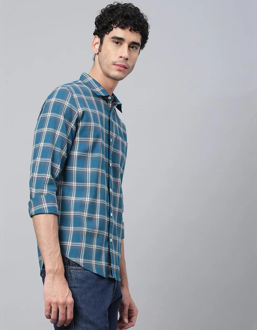 Blue Checks Printed Shirt