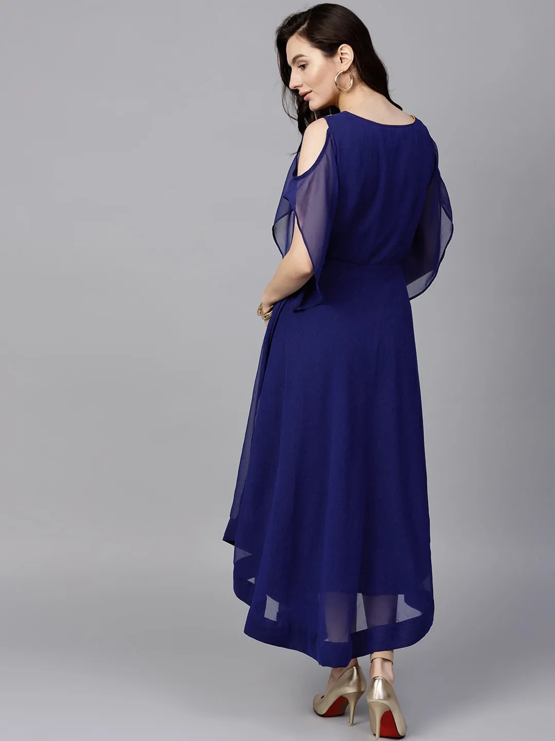 Blue Embroidered Sheer Asymmetric Kurta (Copy)