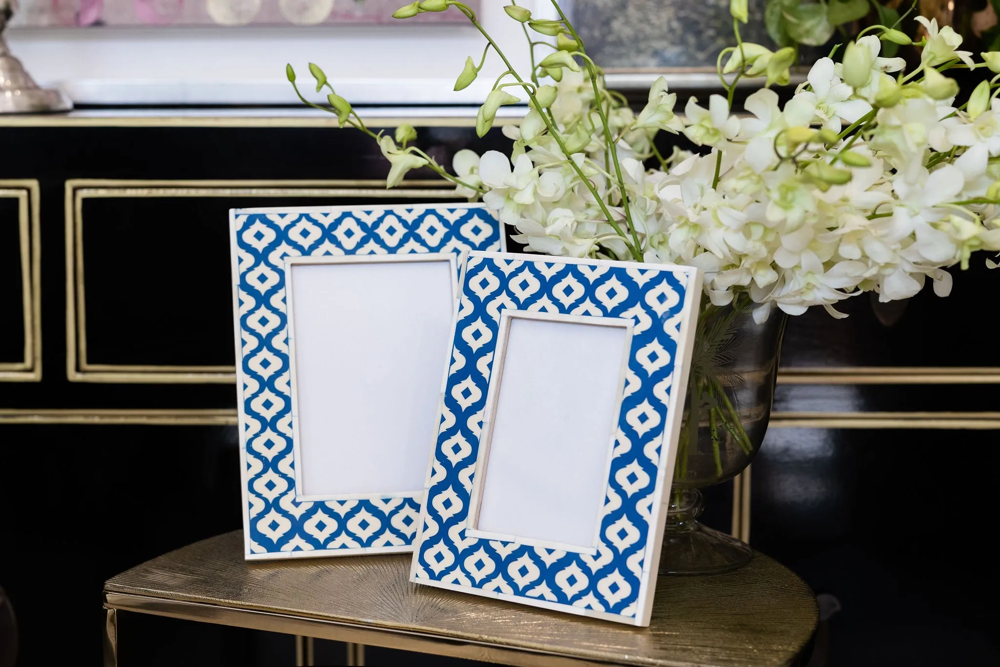 Blue patterned photo frame (4 x 6 photo)