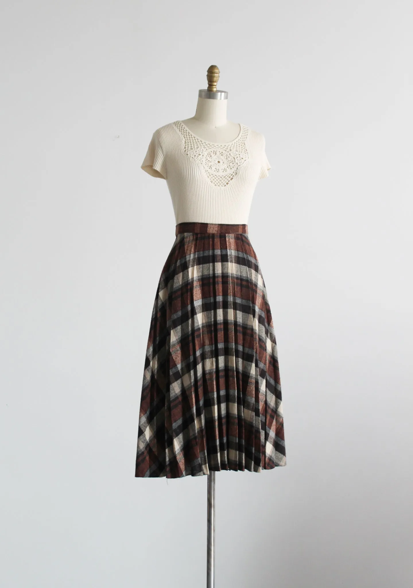 brighton plaid midi skirt