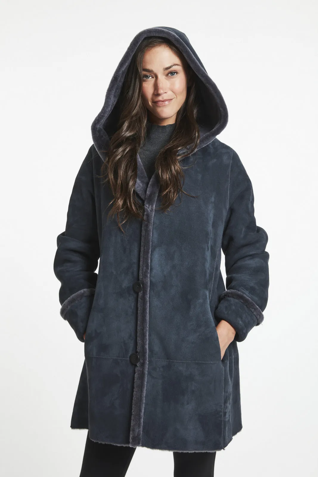 #C877HD Curve-Sizing Reversible Merino Shearling Topper