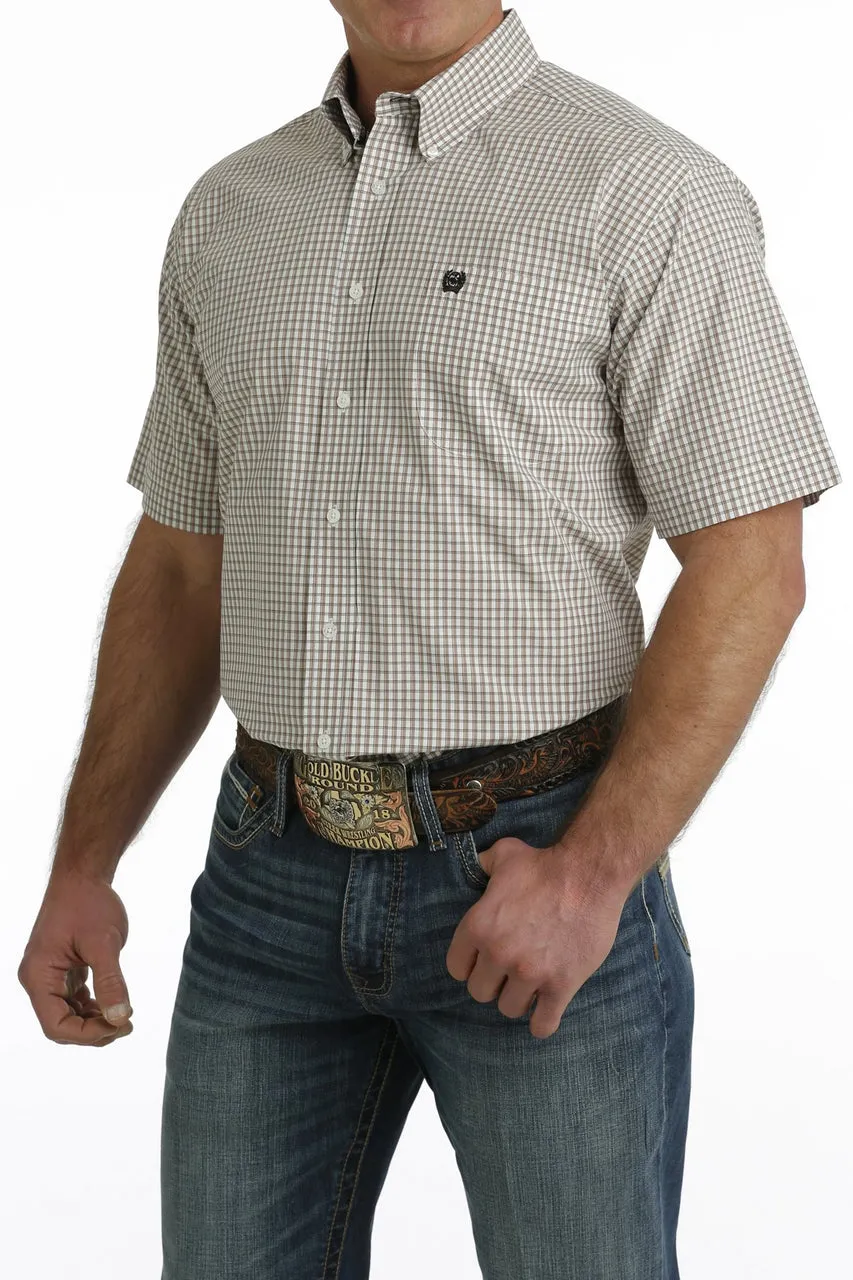 Cinch Short Sleeve White/Khaki Plaid