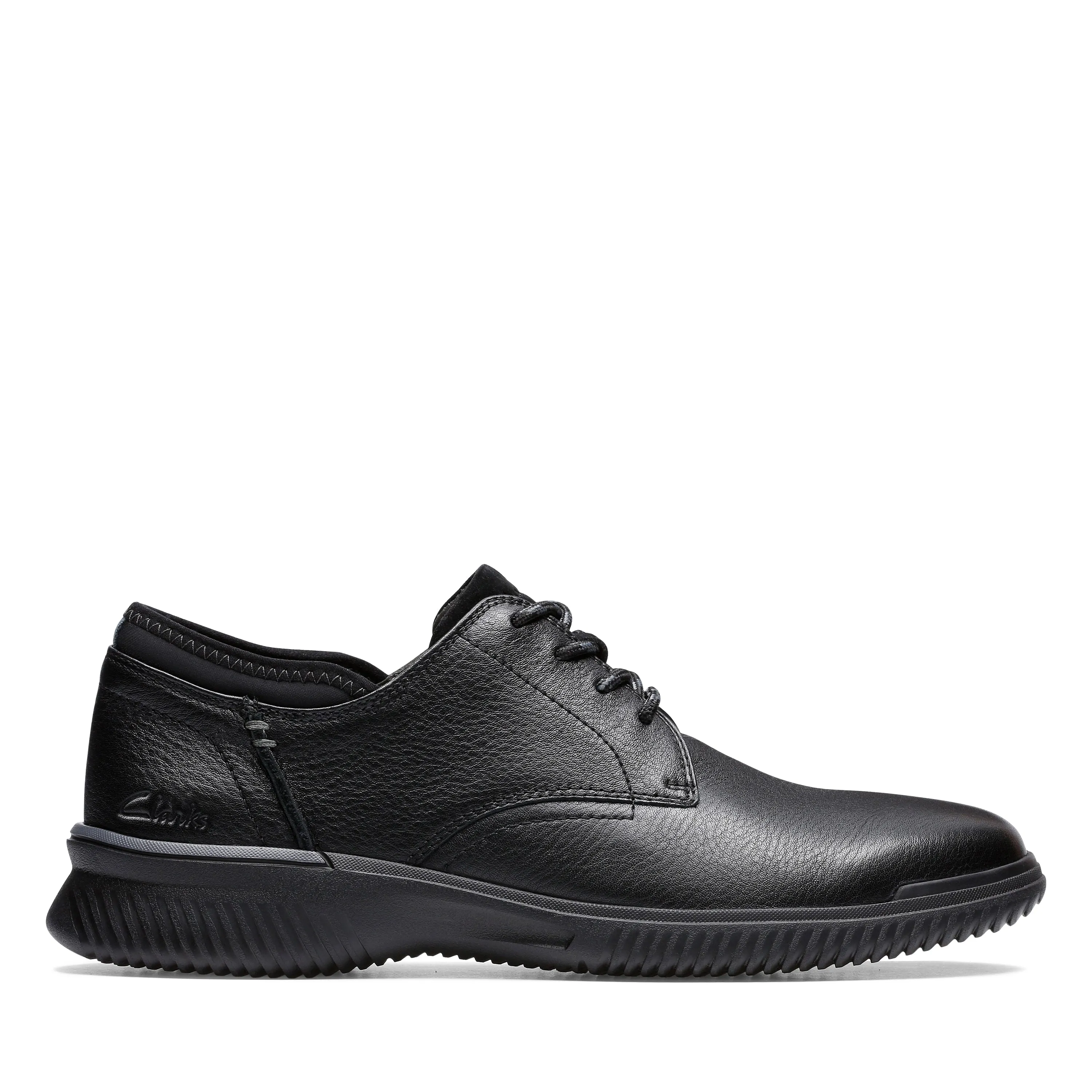 Clarks Donaway Plain Black Leather - Wide Width