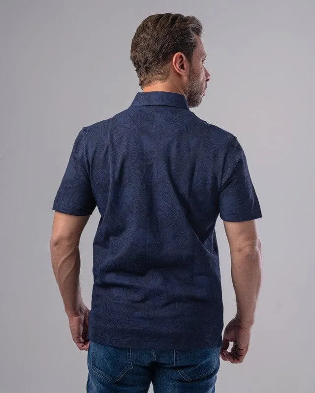 CLASSIC FIT PATTERNED POLO SHIRT - NAVY