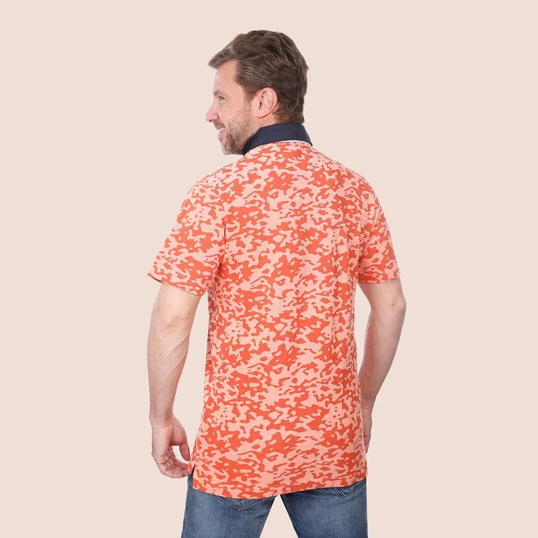 CLASSIC FIT PATTERNED POLO SHIRT - ORANGE