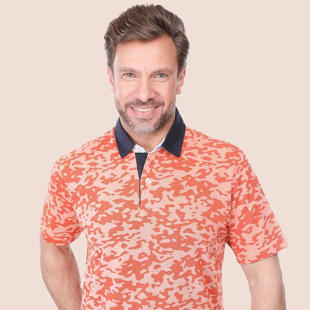 CLASSIC FIT PATTERNED POLO SHIRT - ORANGE