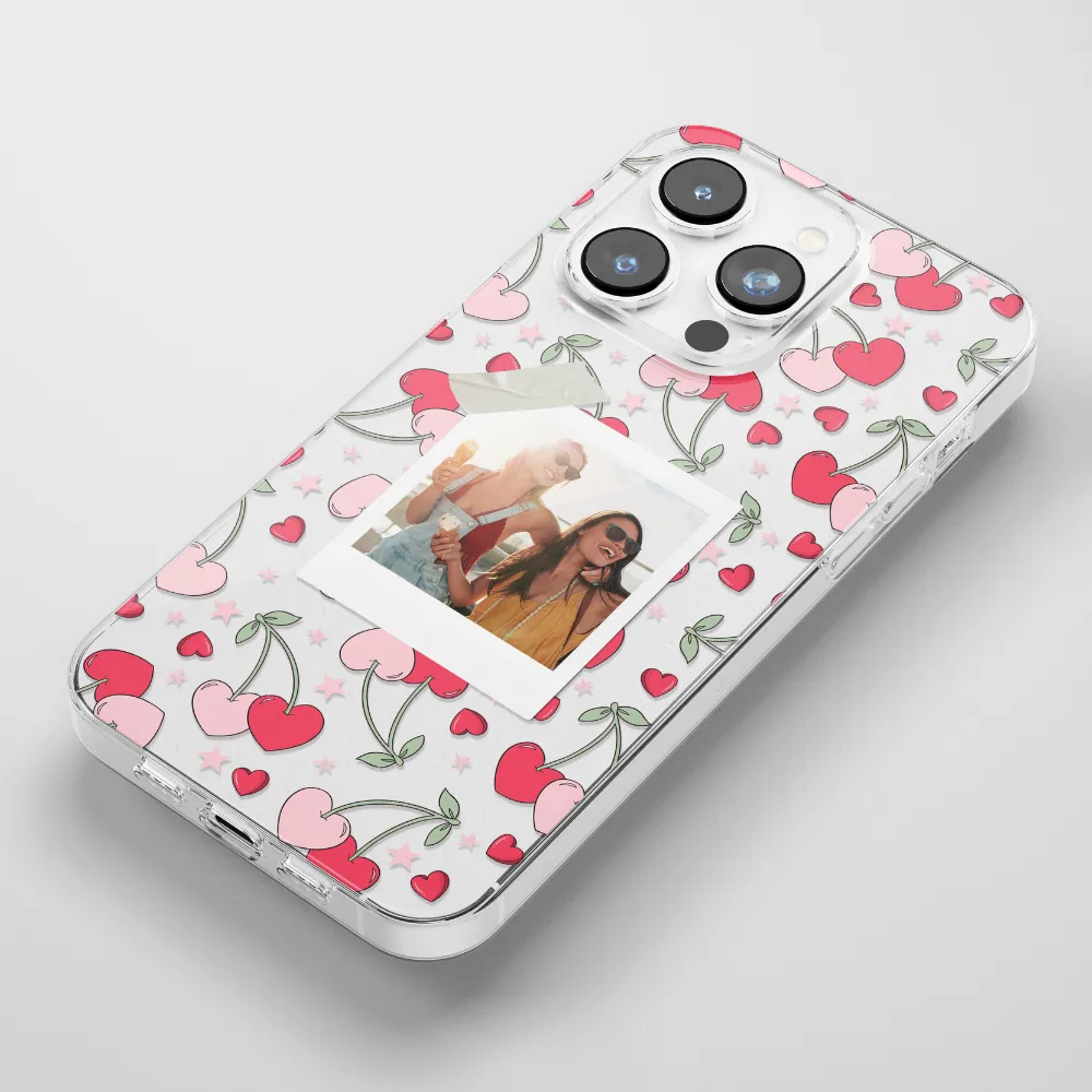 Clear Patterned Personalised Polaroid Bestie Phone Case - Upload Your Photo